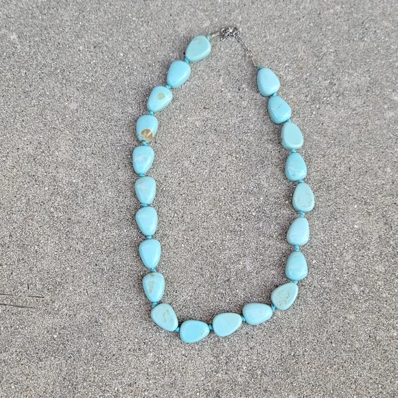 Vtg 26" Faux Turquoise Chunky Necklace - Picture 2 of 7